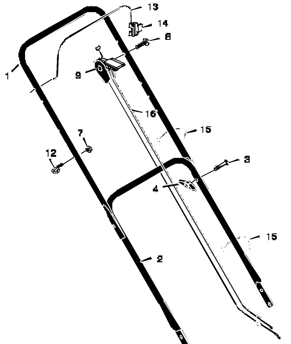 Handle Assembly Diagram and Parts List for 22276C 1997 Briggs and Stratton Lawn Mower